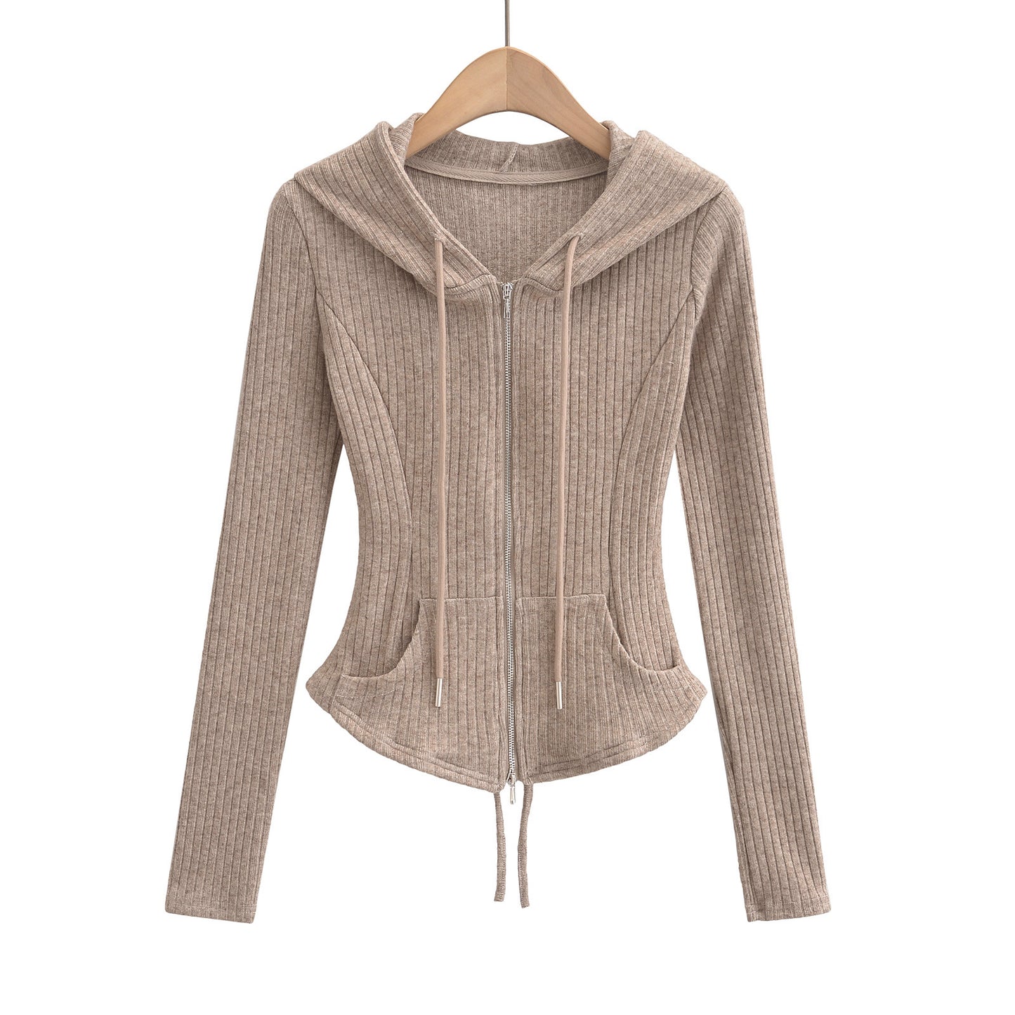 Waist slimming hooded cardigan top