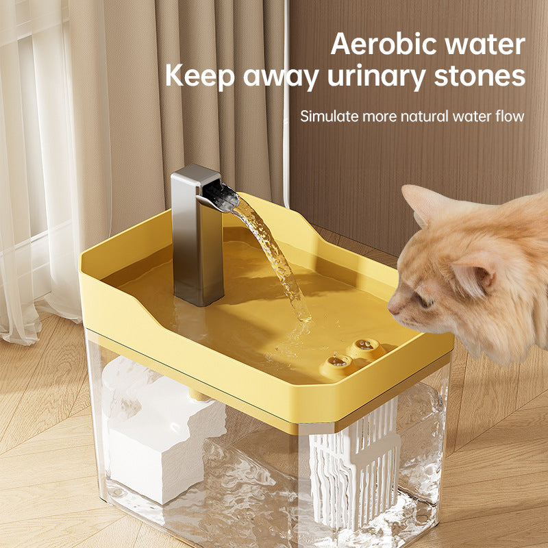 Automatic cat water fountain with filter, USB-powered, anti-dry & circular filtration.
