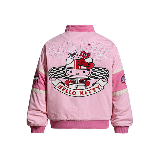 Cartoon Heavy Industry Embroidery Racing Style Standing Collar Cotton Jacket