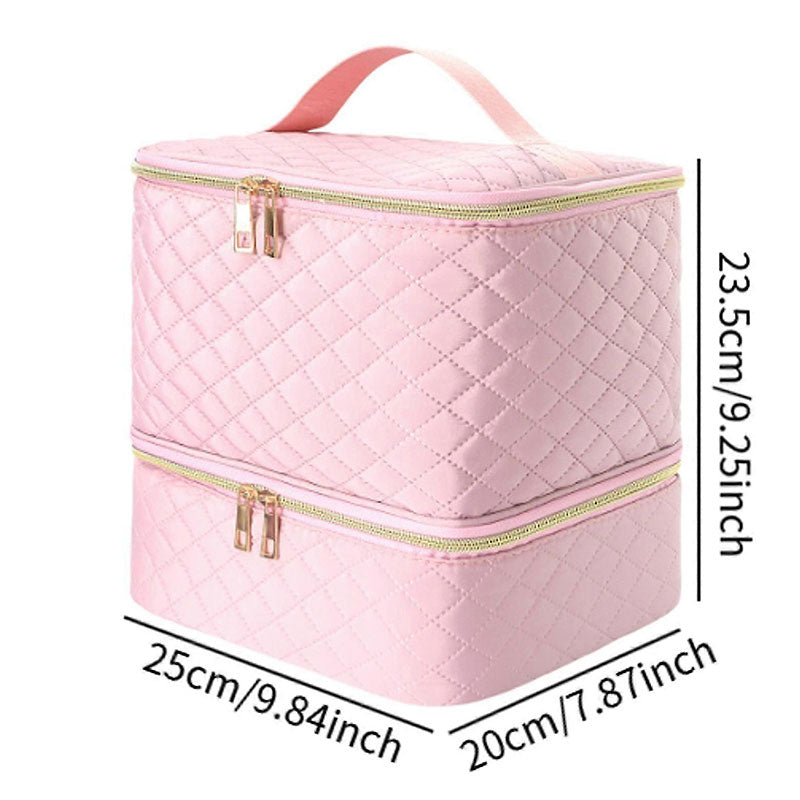 Portable 30-Compartment Nail Organizer Case with Polish & Oil Bags, All-in-One Manicure Tools & Cosmetic Storage Kit