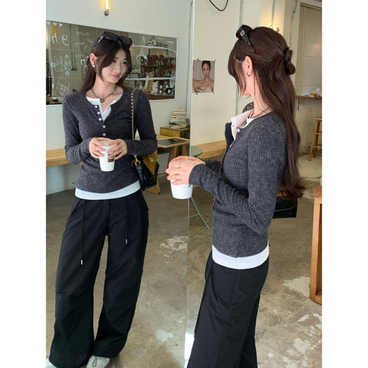 Style Minimalist High-End Knitwear Long Sleeve Top for Women