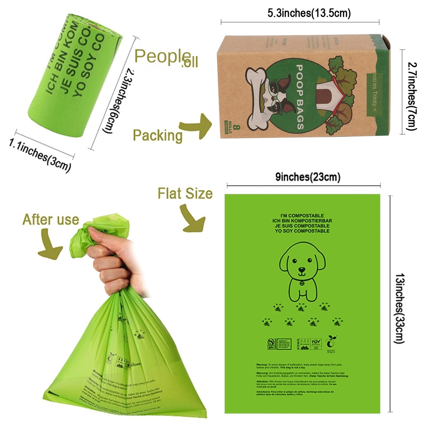 Biodegradable Pet Waste Bags Corn Starch PLA Degradable Poop Bags