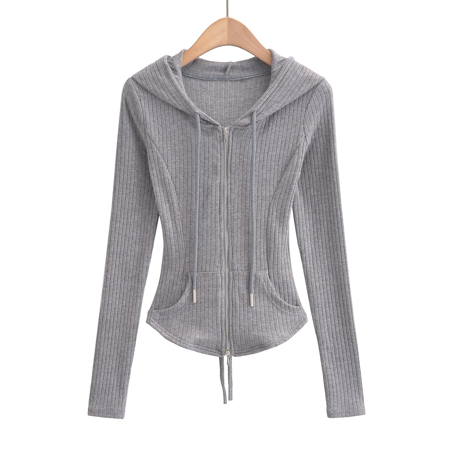 Waist slimming hooded cardigan top