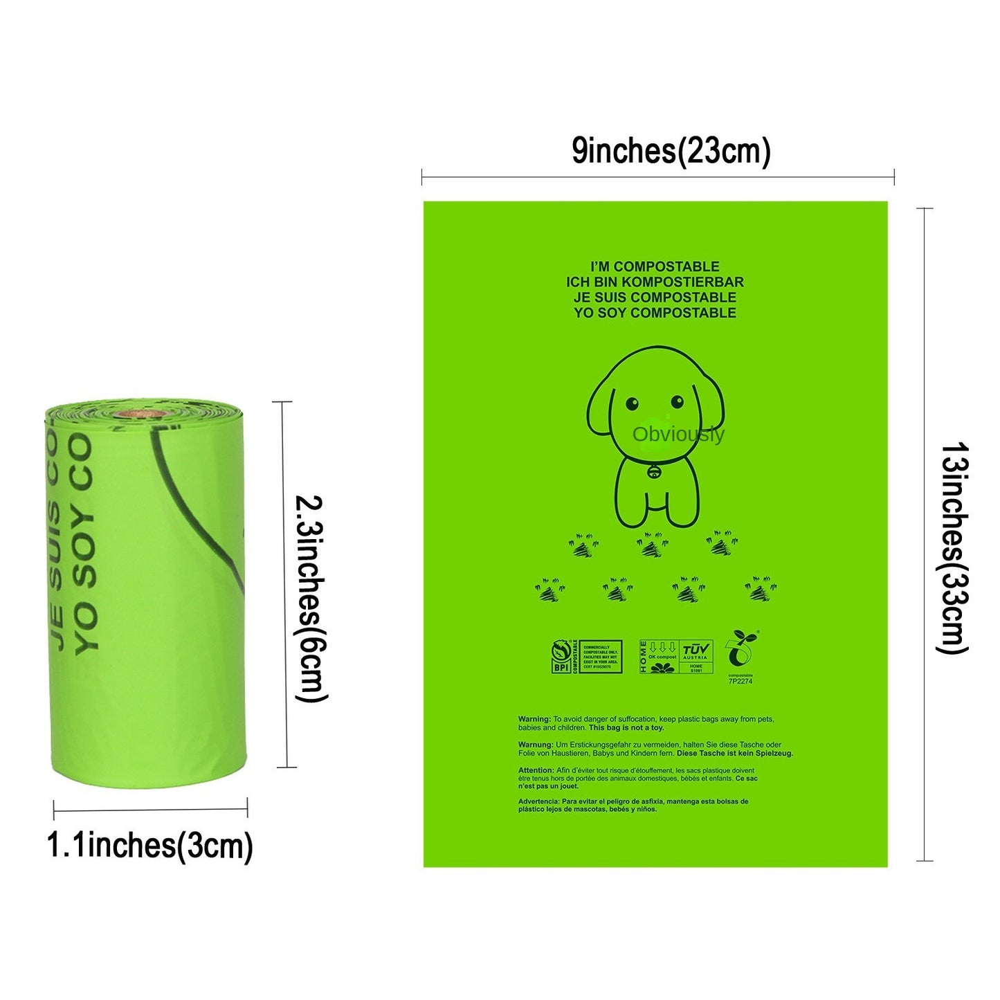 Biodegradable Pet Waste Bags Corn Starch PLA Degradable Poop Bags