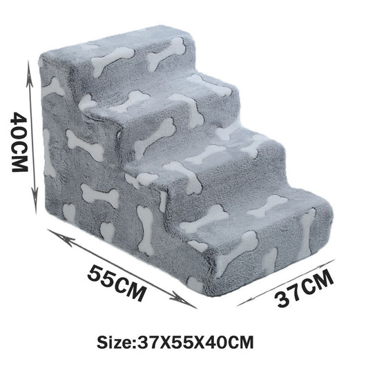 Bone-shaped pet stairs/ramp for dogs (placed beside sofa/bed) to protect joint safety, especially suitable for elderly dogs.
