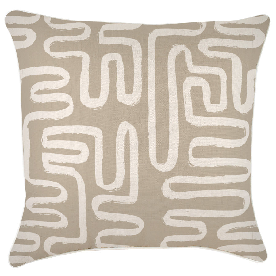 Cushion Cover-With Piping-Maze Taupe-60cm x 60cm-0