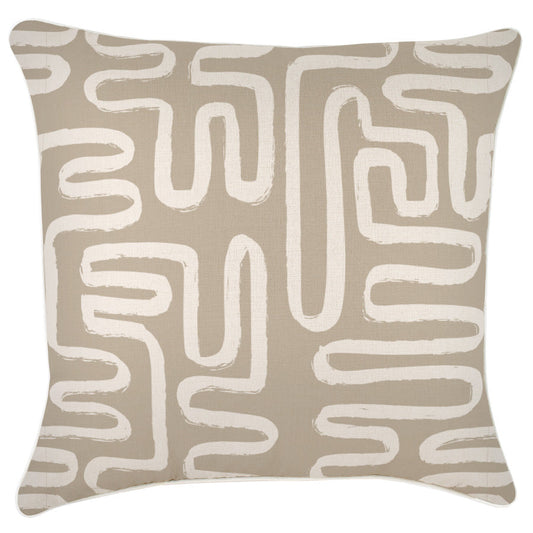 Cushion Cover-With Piping-Maze Taupe-60cm x 60cm-0