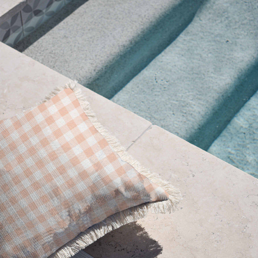 Cushion Cover-Coastal Fringe-Ginglam Peach-60cm x 60cm-1