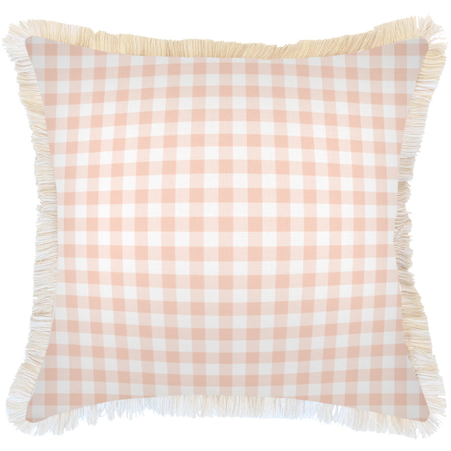Cushion Cover-Coastal Fringe-Ginglam Peach-60cm x 60cm-0