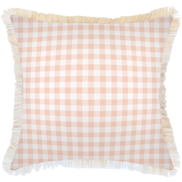 Cushion Cover-Coastal Fringe-Ginglam Peach-60cm x 60cm-0